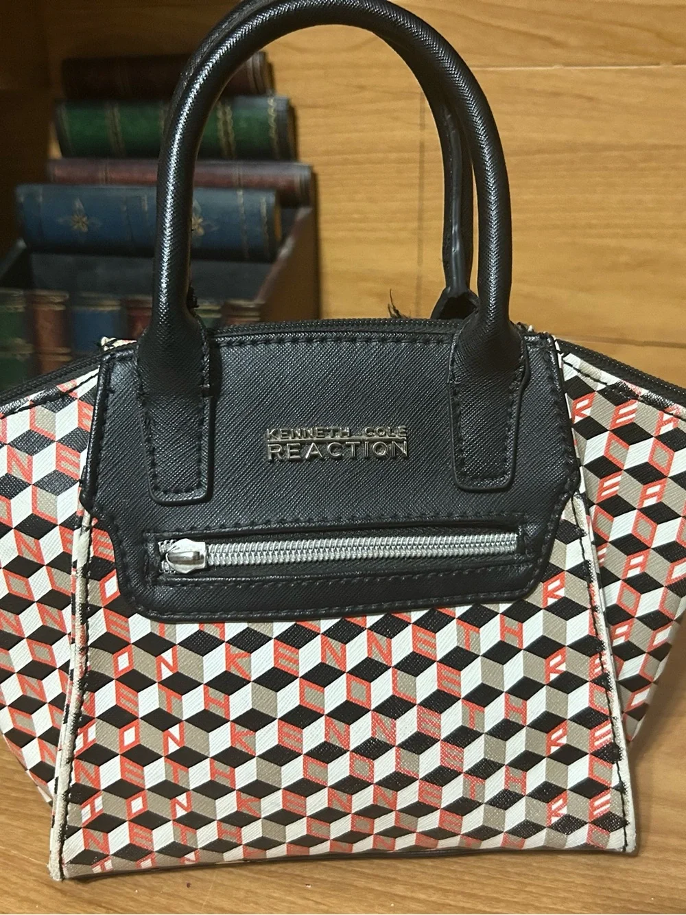 Kenneth Cole Reaction Women's Geometric Print handbag Black & orange